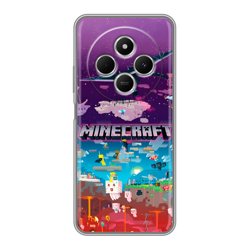 Силиконовый чехол на Redmi 14C с принтом Майнкрафт Minecraft Силиконовый чехол на Redmi 14C с принтом Майнкрафт Minecraft