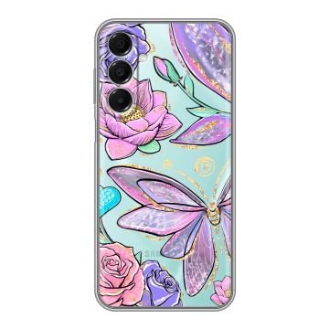 Силиконовый чехол на Samsung Galaxy A16 с принтом Бабочки и цветы