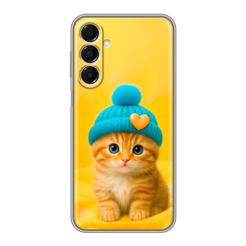 Силиконовый чехол на Samsung Galaxy A16 с принтом Котенок в шапке Силиконовый чехол на Samsung Galaxy A16 с принтом Котенок в шапке