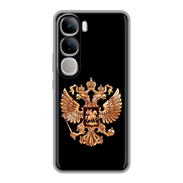 Силиконовый чехол на Vivo V40 Lite 4G с принтом Герб России золотой