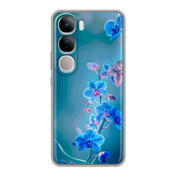 Силиконовый чехол на Vivo V40 Lite 4G с принтом Голубые цветы