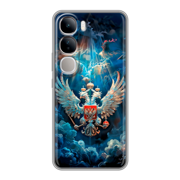 Силиконовый чехол на Vivo V40 Lite 4G с принтом Герб флаг России