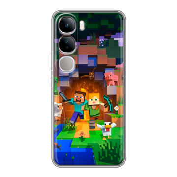 Силиконовый чехол на Vivo V40 Lite 4G с принтом Майнкрафт Minecraft Силиконовый чехол на Vivo V40 Lite 4G с принтом Майнкрафт Minecraft