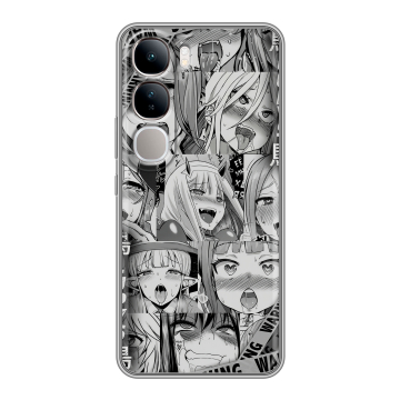 Силиконовый чехол на Vivo V40 Lite 4G с принтом Ahegao Ахегао Аниме