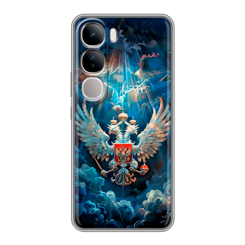Силиконовый чехол на Vivo V40 Lite 4G с принтом Герб флаг России Силиконовый чехол на Vivo V40 Lite 4G с принтом Герб флаг России