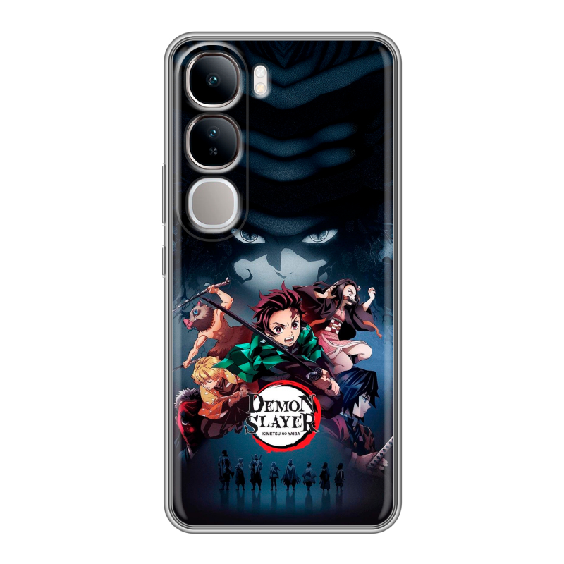 Силиконовый чехол на Vivo V40 Lite 4G с принтом Demon Slayer Клинок рассекающий демонов Силиконовый чехол на Vivo V40 Lite 4G с принтом Demon Slayer Клинок рассекающий демонов