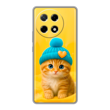 Силиконовый чехол на Tecno Camon 30S с принтом Котенок в шапке