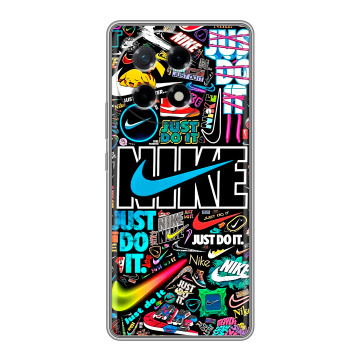 Силиконовый чехол на Tecno Camon 30S с принтом найк nike черный Силиконовый чехол на Tecno Camon 30S с принтом найк nike черный