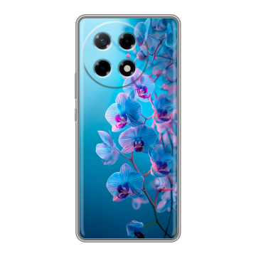 Силиконовый чехол на Tecno Camon 30S с принтом голубые орхидеи