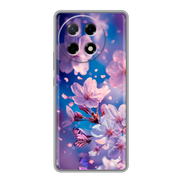 Силиконовый чехол на Tecno Camon 30S с принтом цветы бабочки