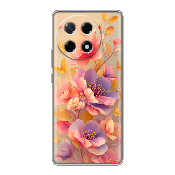 Силиконовый чехол на Tecno Camon 30S с принтом Цветы и бабочки Силиконовый чехол на Tecno Camon 30S с принтом Цветы и бабочки