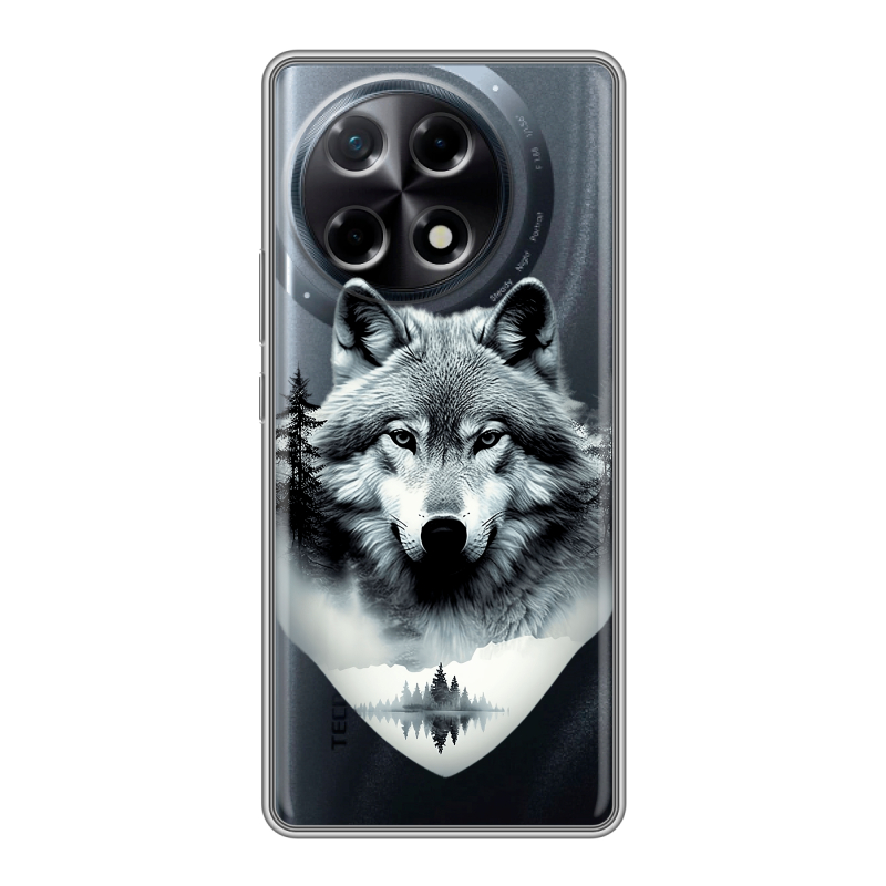Силиконовый чехол на Tecno Camon 30S с принтом Волк в лесу Силиконовый чехол на Tecno Camon 30S с принтом Волк в лесу