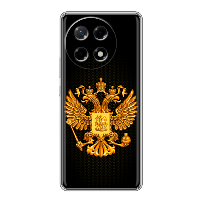 Силиконовый чехол на Tecno Camon 30S с принтом Герб России желтый Силиконовый чехол на Tecno Camon 30S с принтом Герб России желтый