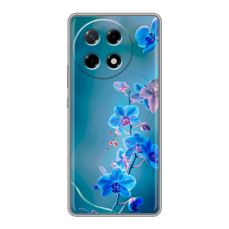 Силиконовый чехол на Tecno Camon 30S с принтом Голубые цветы Силиконовый чехол на Tecno Camon 30S с принтом Голубые цветы
