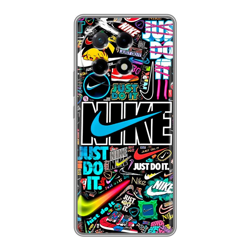 Силиконовый чехол на Tecno Camon 30S с принтом найк nike черный Силиконовый чехол на Tecno Camon 30S с принтом найк nike черный
