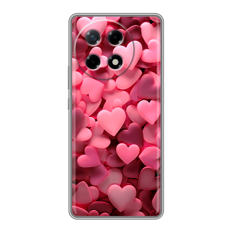 Силиконовый чехол на Tecno Camon 30S с принтом розовые сердечки Силиконовый чехол на Tecno Camon 30S с принтом розовые сердечки