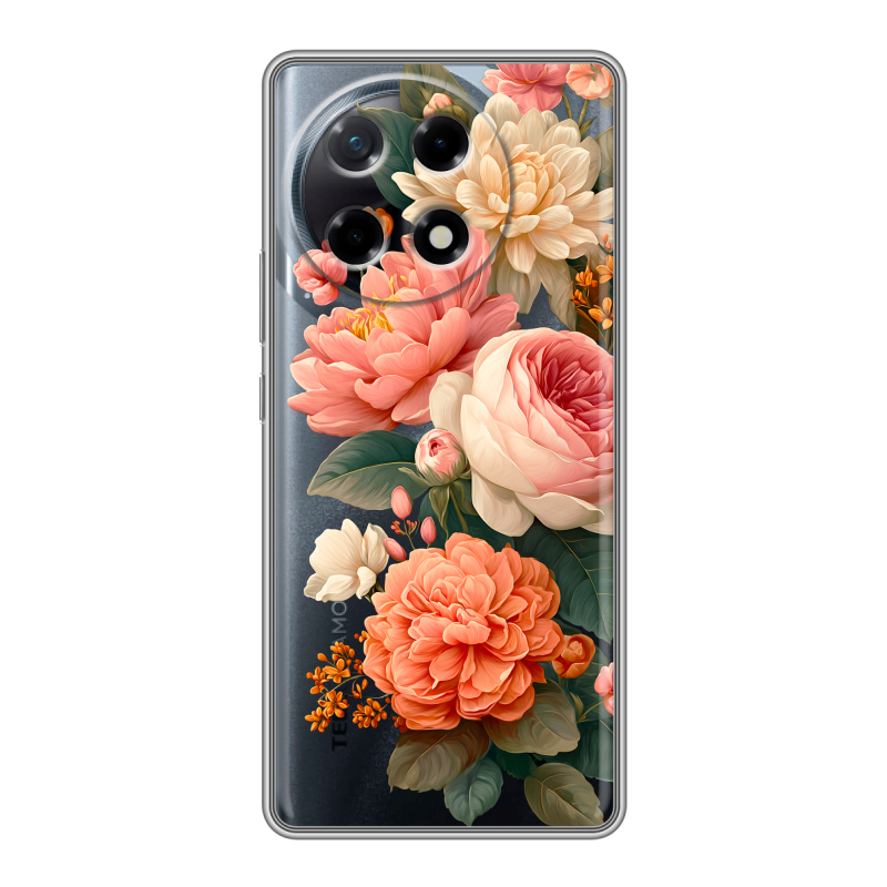 Силиконовый чехол на Tecno Camon 30S с принтом цветы Силиконовый чехол на Tecno Camon 30S с принтом цветы
