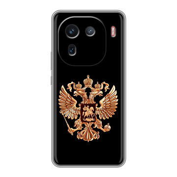 Силиконовый чехол на IQOO 12 с принтом Герб России золотой