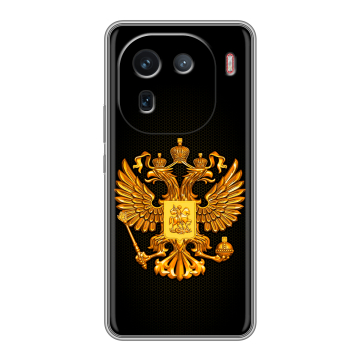Силиконовый чехол на IQOO 12 с принтом Герб России желтый