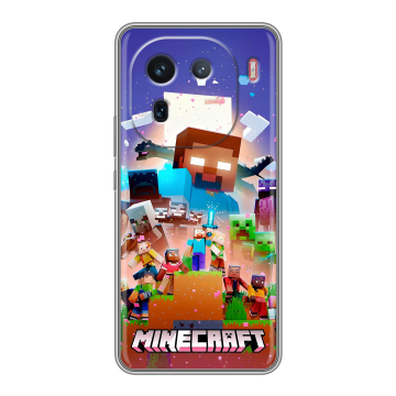 Силиконовый чехол на IQOO 12 с принтом Майнкрафт Minecraft