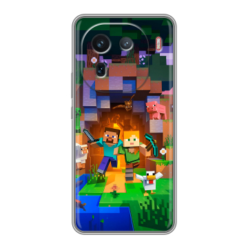 Силиконовый чехол на IQOO 12 с принтом Майнкрафт Minecraft
