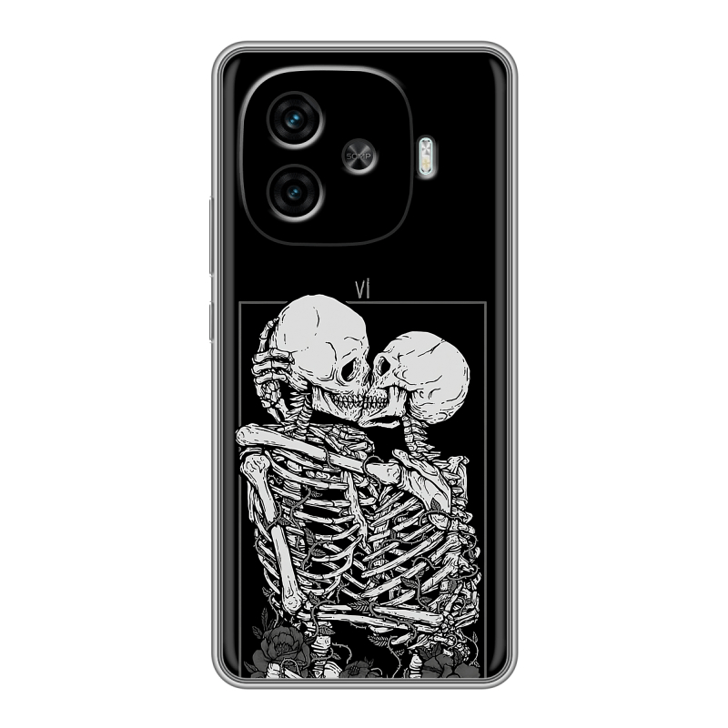Силиконовый чехол на IQOO Z9 с принтом Поцелуй скелетов Силиконовый чехол на IQOO Z9 с принтом Поцелуй скелетов