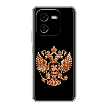 Силиконовый чехол на IQOO Z9x с принтом Герб России золотой