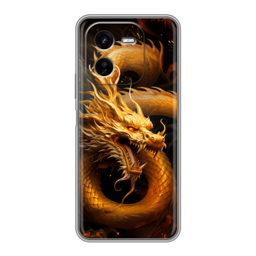 Силиконовый чехол на IQOO Z9x с принтом Золотой дракон