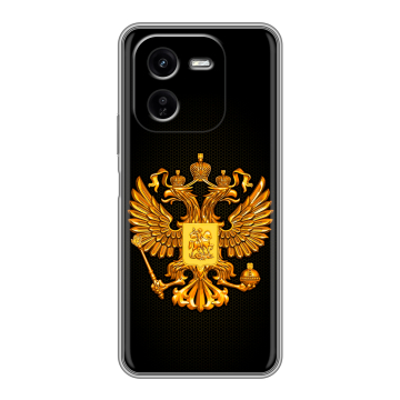 Силиконовый чехол на IQOO Z9x с принтом Герб России желтый Силиконовый чехол на IQOO Z9x с принтом Герб России желтый