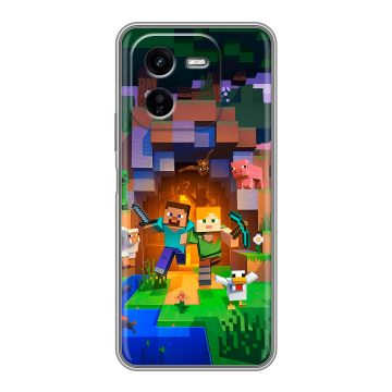 Силиконовый чехол на IQOO Z9x с принтом Майнкрафт Minecraft