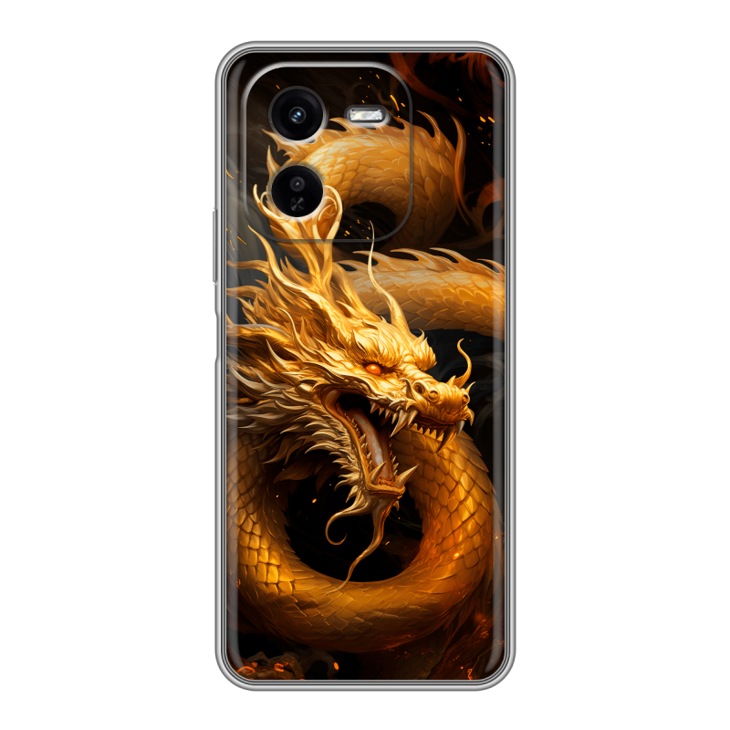 Силиконовый чехол на IQOO Z9x с принтом Золотой дракон Силиконовый чехол на IQOO Z9x с принтом Золотой дракон