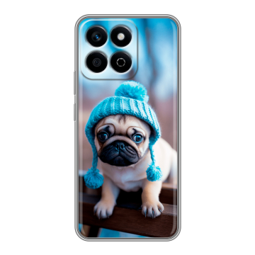 Силиконовый чехол на Honor X7c с принтом Мопс в шапке