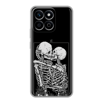 Силиконовый чехол на Honor X7c с принтом Поцелуй скелетов