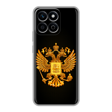 Силиконовый чехол на Honor X7c с принтом Герб России желтый Силиконовый чехол на Honor X7c с принтом Герб России желтый
