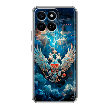 Силиконовый чехол на Honor X7c с принтом Герб флаг России