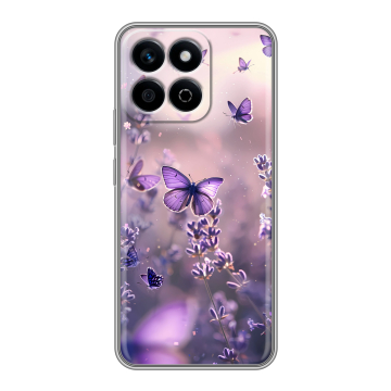 Силиконовый чехол на Honor X7c с принтом бабочки и лаванда Силиконовый чехол на Honor X7c с принтом бабочки и лаванда