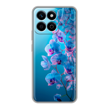 Силиконовый чехол на Honor X7c с принтом голубые орхидеи Силиконовый чехол на Honor X7c с принтом голубые орхидеи