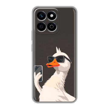 Силиконовый чехол на Honor X7c с принтом утка в очках
