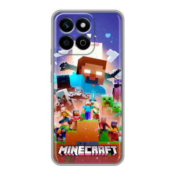 Силиконовый чехол на Honor X7c с принтом Майнкрафт Minecraft