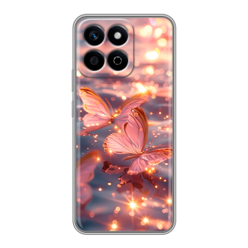 Силиконовый чехол на Honor X7c с принтом бабочки розовые Силиконовый чехол на Honor X7c с принтом бабочки розовые