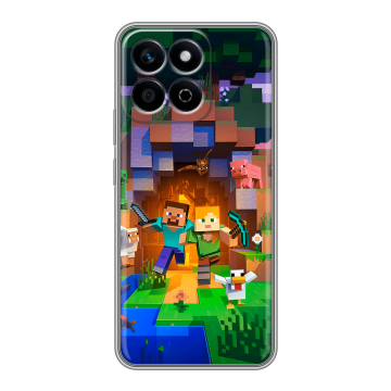 Силиконовый чехол на Honor X7c с принтом Майнкрафт Minecraft