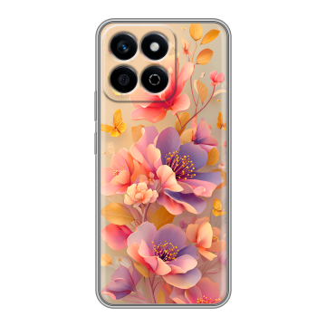 Силиконовый чехол на Honor X7c с принтом Цветы и бабочки