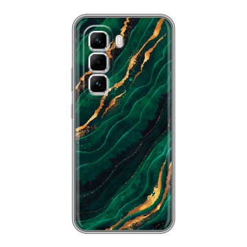 Силиконовый чехол на Infinix Hot 50 Pro с принтом Мрамор зеленое золото