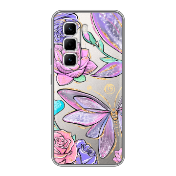 Силиконовый чехол на Infinix Hot 50 Pro с принтом Бабочки и цветы Силиконовый чехол на Infinix Hot 50 Pro с принтом Бабочки и цветы