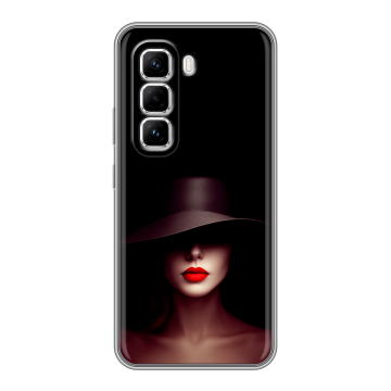 Силиконовый чехол на Infinix Hot 50 Pro с принтом Девушка в шляпе Силиконовый чехол на Infinix Hot 50 Pro с принтом Девушка в шляпе