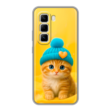 Силиконовый чехол на Infinix Hot 50 Pro с принтом Котенок в шапке Силиконовый чехол на Infinix Hot 50 Pro с принтом Котенок в шапке