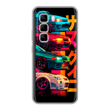Силиконовый чехол на Infinix Hot 50 Pro с принтом Гоночные машины Силиконовый чехол на Infinix Hot 50 Pro с принтом Гоночные машины