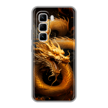Силиконовый чехол на Infinix Hot 50 Pro с принтом Золотой дракон