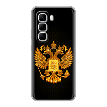 Силиконовый чехол на Infinix Hot 50 Pro с принтом Герб России желтый Силиконовый чехол на Infinix Hot 50 Pro с принтом Герб России желтый