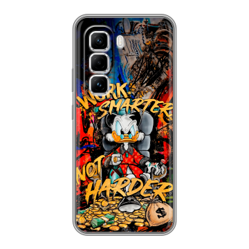 Силиконовый чехол на Infinix Hot 50 Pro с принтом Дональд Дак Деньги Силиконовый чехол на Infinix Hot 50 Pro с принтом Дональд Дак Деньги